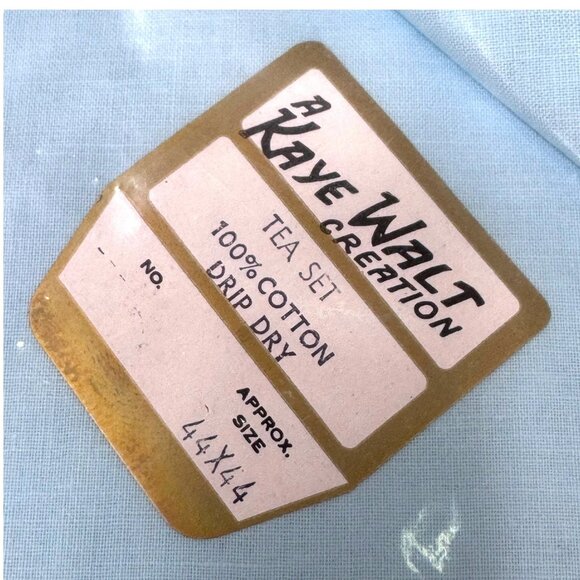 Vintage Kaye Walt Creations Tea Table Set 4 Napkins Tablecloth 44x44 Blue Lace - Picture 2 of 3